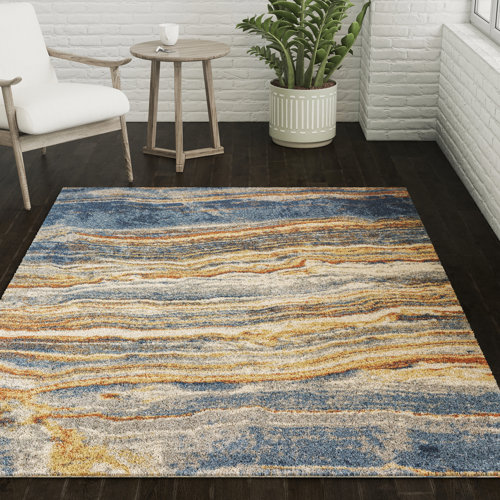 Wrought Studio Abstract Blue/Brown Area Rug & Reviews Wayfair